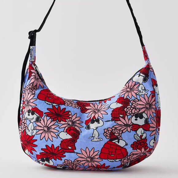 Baggu x Peanuts NWT Crescent Bag Medium - Floral Snoopy - Picture 1 of 10